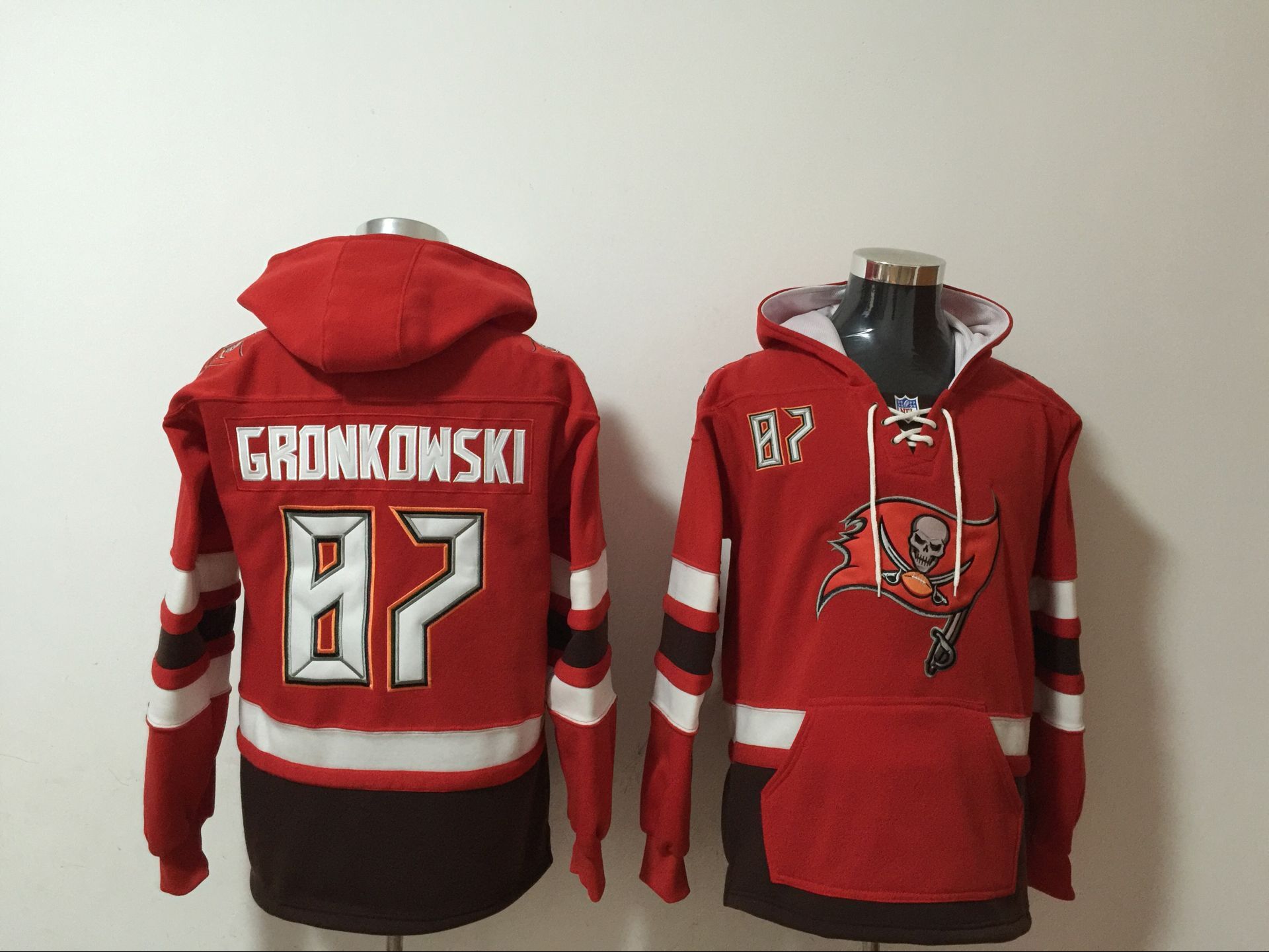 Men's Tampa Bay Buccaneers #87 Rob Gronkowski NEW Red Pocket Stitched NFL Pullover Hoodie