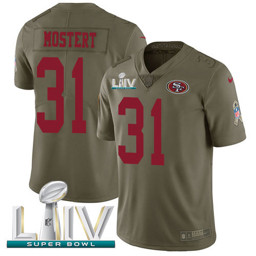 Nike 49ers #31 Raheem Mostert Olive Super Bowl LIV 2020 Men's Stitched NFL Limited 2017 Salute To Service Jersey