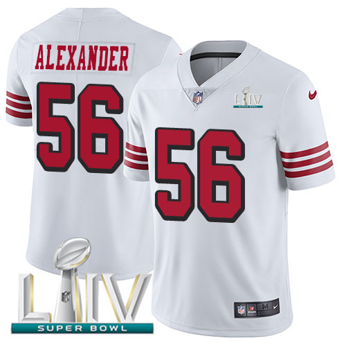 Nike 49ers #56 Kwon Alexander White Super Bowl LIV 2020 Rush Men's Stitched NFL Vapor Untouchable Limited Jersey