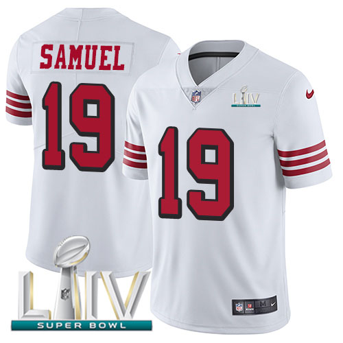 Nike 49ers #19 Deebo Samuel White Super Bowl LIV 2020 Rush Youth Stitched NFL Vapor Untouchable Limited Jersey