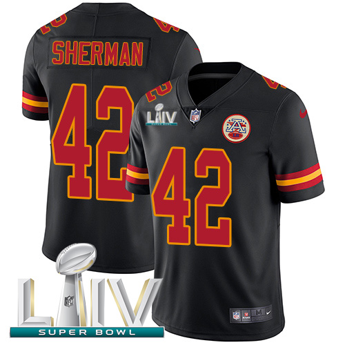 Nike Chiefs #42 Anthony Sherman Black Super Bowl LIV 2020 Youth Stitched NFL Limited Rush Jersey