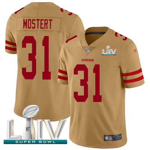 Nike 49ers #31 Raheem Mostert Gold Super Bowl LIV 2020 Youth Stitched NFL Limited Inverted Legend Jersey