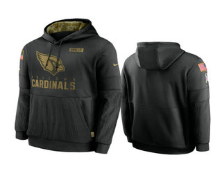 Men's Arizona Cardinals Black 2020 Salute to Service Sideline Performance Pullover Hoodie