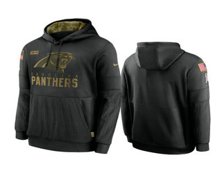 Men's Carolina Panthers Black 2020 Salute to Service Sideline Performance Pullover Hoodie