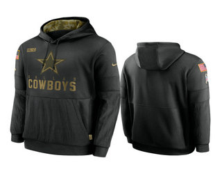 Men's Dallas Cowboys Black 2020 Salute to Service Sideline Performance Pullover Hoodie