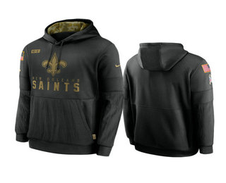 Men's New Orleans Saints Black 2020 Salute to Service Sideline Performance Pullover Hoodie