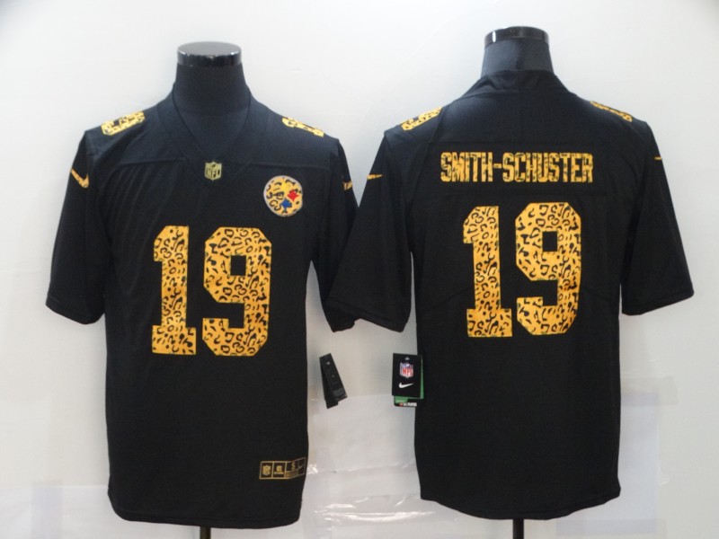 Men's Pittsburgh Steelers #19 JuJu Smith-Schuster Black Leopard Print Fashion Vapor Limited Nike NFL Jersey