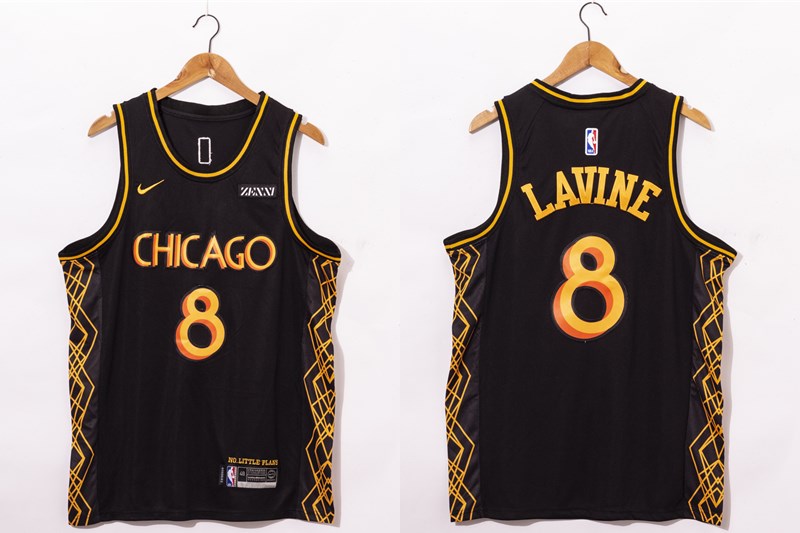 Men's Chicago Bulls #8 Zach LaVine NEW Black Nike 2021 Swingman City Edition Jersey