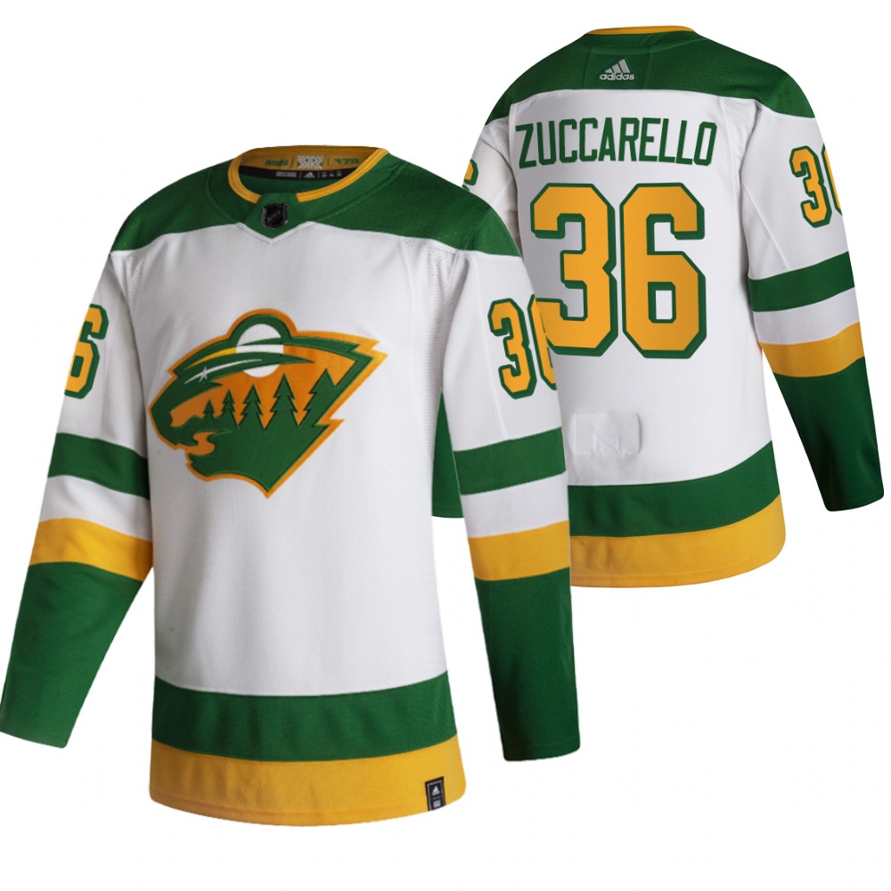 Minnesota Wild #36 Mats Zuccarello White Men's Adidas 2020-21 Reverse Retro Alternate NHL Jersey