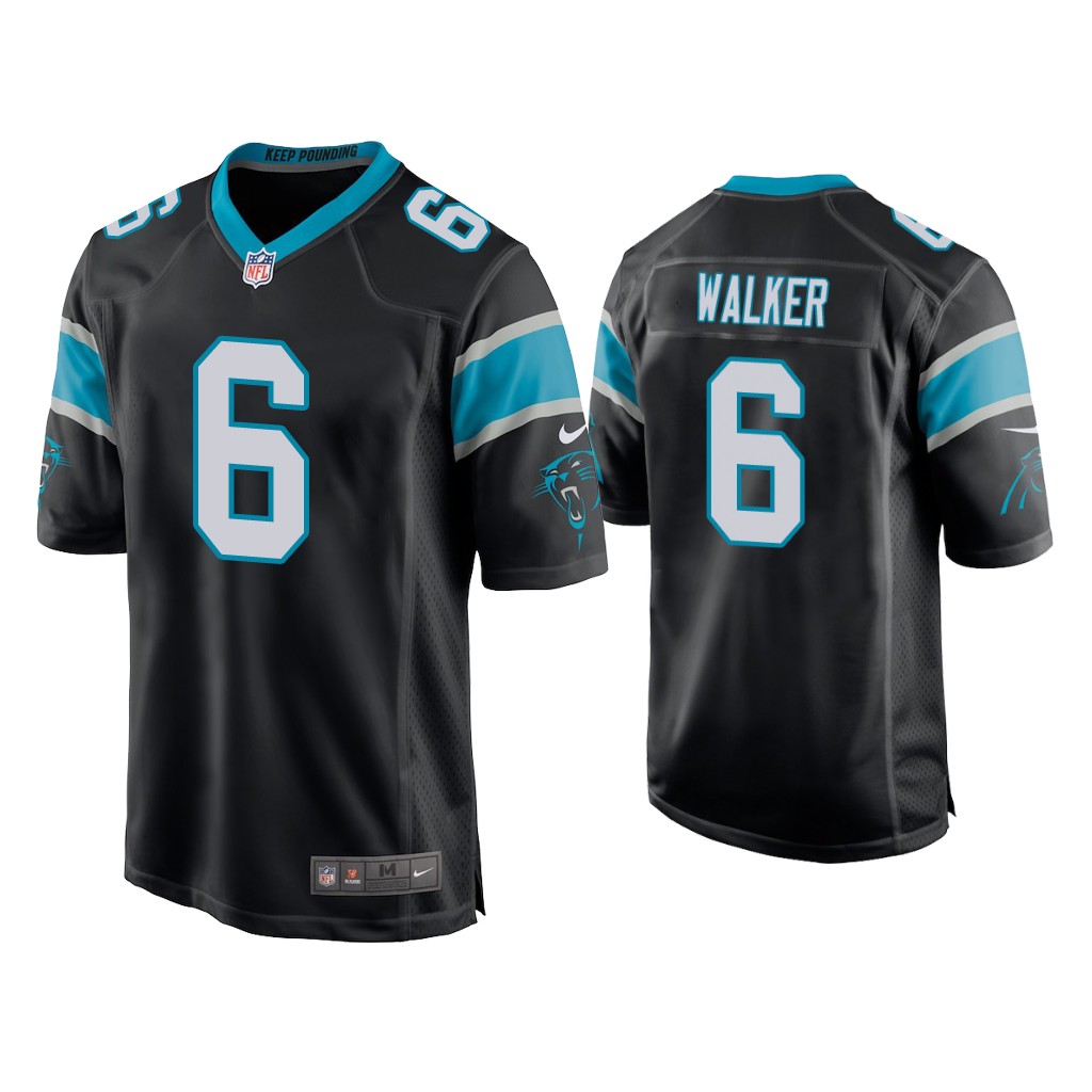 Men's Carolina Panthers #6 P.J. Walker Black Game Nike Jersey