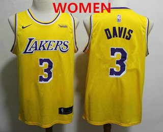 Women's Los Angeles Lakers #3 Anthony Davis 2019 Yellow Nike Swingman Wish Stitched NBA Jersey