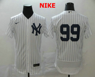 Men's New York Yankees #99 Aaron Judge White Home No Name Stitched MLB Flex Base Nike Jersey