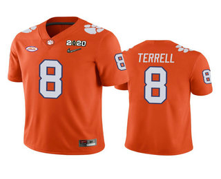 Men's Clemson Tigers #8 A.J. Terrell Orange 2020 National Championship Game Jersey