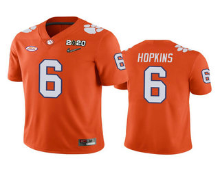 Men's Clemson Tigers #6 DeAndre Hopkins Orange 2020 National Championship Game Jersey