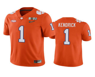 Men's Clemson Tigers #1 Derion Kendrick Orange 2020 National Championship Game Jersey