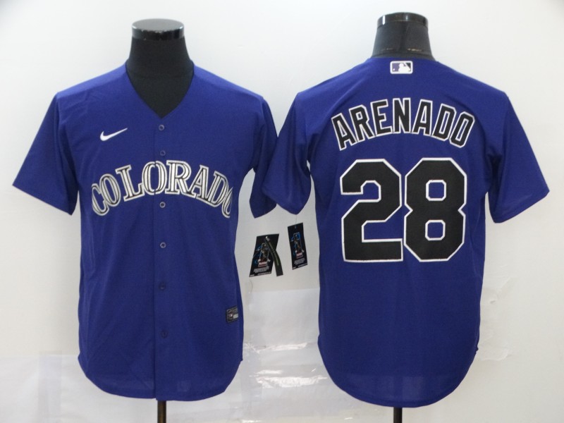 Men's Colorado Rockies #28 Nolan Arenado Purple Stitched MLB Cool Base Nike Jersey