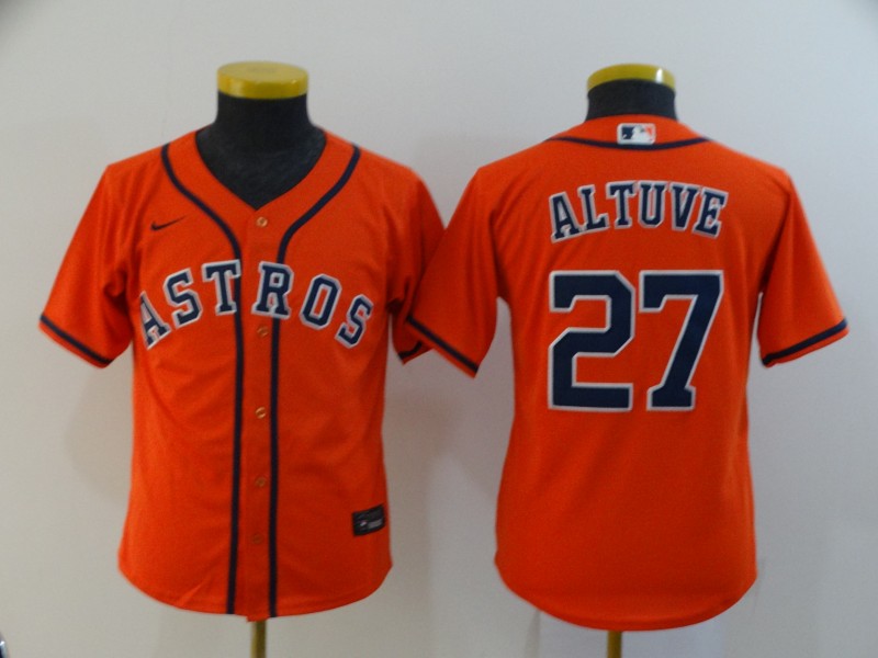 Youth Houston Astros #27 Jose Altuve Orange Stitched MLB Cool Base Nike Jersey