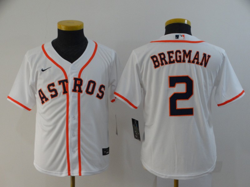 Youth Houston Astros #2 Alex Bregman White Stitched MLB Cool Base Nike Jersey