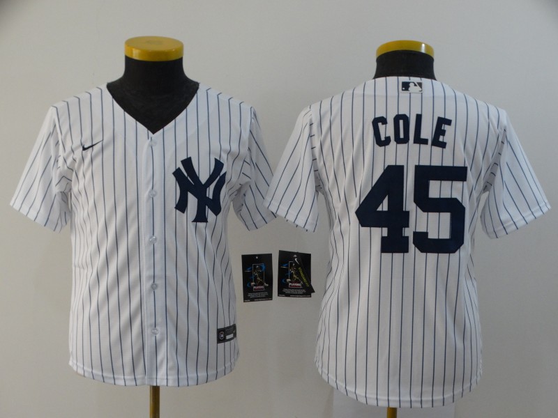 Youth New York Yankees #45 Gerrit Cole White Home Stitched MLB Cool Base Nike Jersey