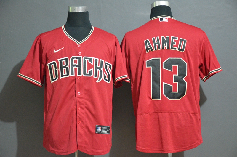 Men's Arizona Diamondback #13 Nick Ahmed Red Stitched Nike MLB Flex Base Jersey