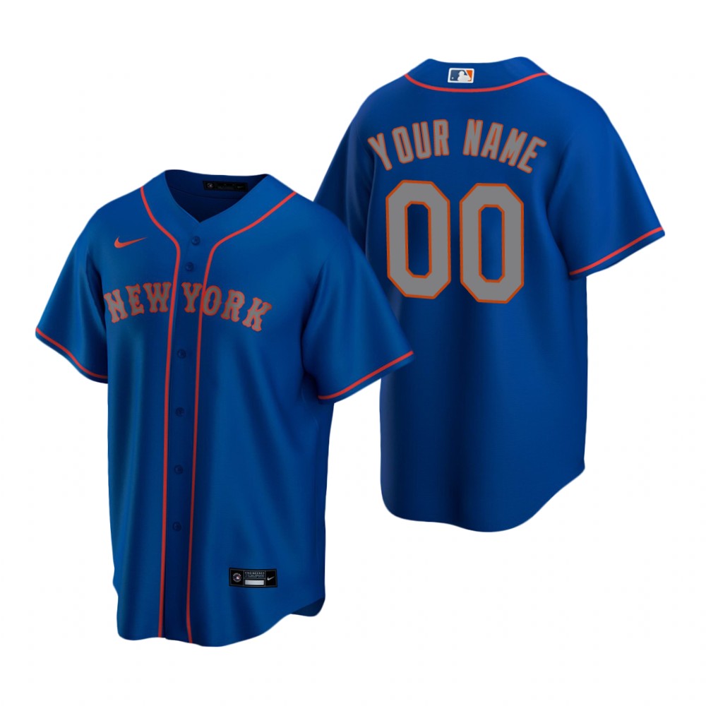 Men's New York Mets Custom Nike Royal Stitched MLB Cool Base Road Jersey