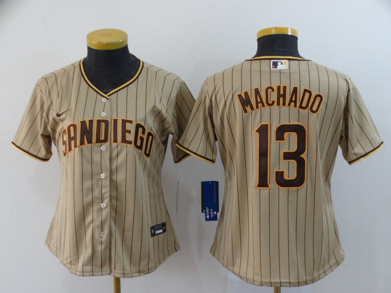 Women's San Diego Padres #13 Manny Machado Gray Stitched MLB Cool Base Nike Jersey