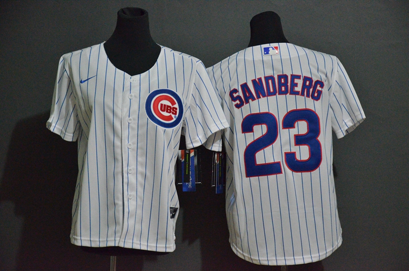 Youth Chicago Cubs #23 Ryne Sandberg White Stitched MLB Cool Base Nike Jersey