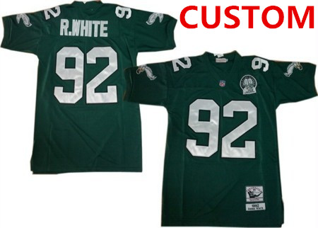 Men's Philadelphia Eagles Custom Dark Green Throwback 99TH Jersey