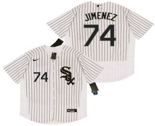 Men's Chicago White Sox #74 Eloy Jimenez White Pinstripe Stitched MLB Flex Base Nike Jersey