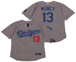 Men's Los Angeles Dodgers #13 Max Muncy Gray Alternate Stitched MLB Flex Base Nike Jersey