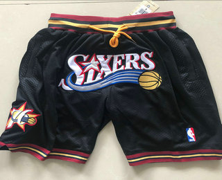 Men's Philadelphia 76ers 1999-00 Black Just Don Shorts Swingman Shorts