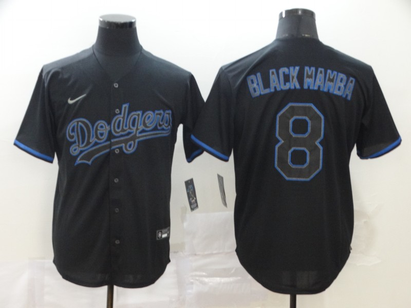 Men's Los Angeles Dodgers #8 Kobe Bryant Black Mamba Lights Out Black Fashion Stitched MLB Cool Base Nike Jersey