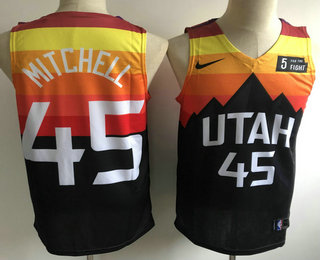 Men's Utah Jazz #45 Donovan Mitchell Mountain Black 2020 Nike Swingman 5 For The Fight Stitched NBA Jersey