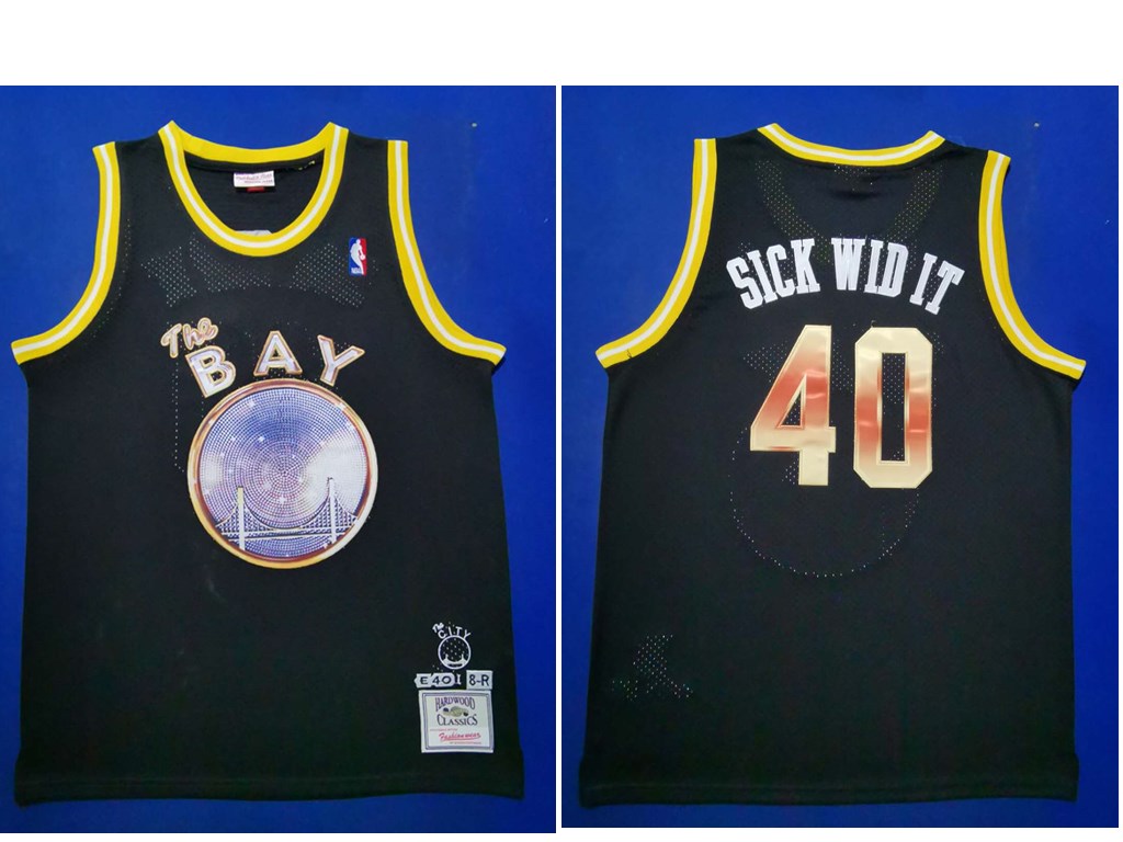 Men's Golden State Warriors #40 Sick Wid It E-40 X Limited Edition Black Jersey