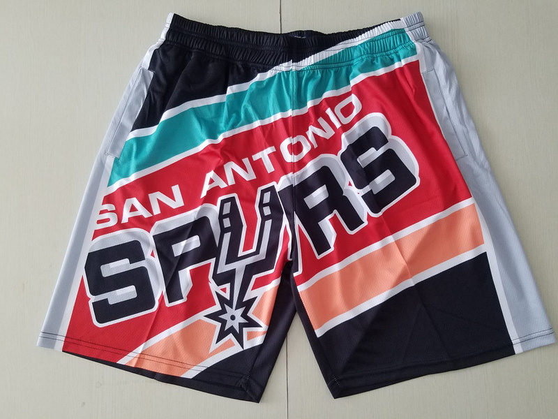 Men's San Antonio Spurs Black Big Face Mitchell Ness Hardwood Classics Soul Swingman Throwback Shorts