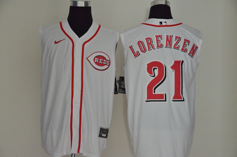 Men's Cincinnati Reds #21 Michael Lorenzen White 2020 Cool and Refreshing Sleeveless Fan Stitched MLB Nike Jersey