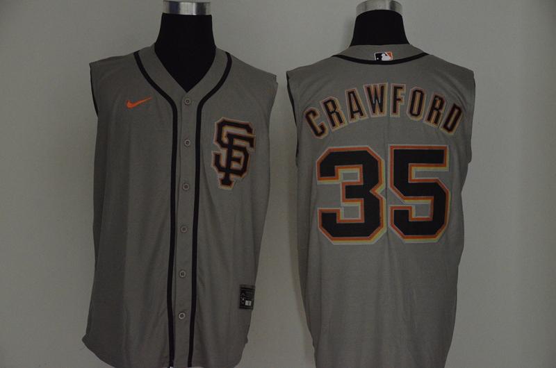 Men's San Francisco Giants #35 Brandon Crawford Gray 2020 Cool and Refreshing Sleeveless Fan Stitched MLB Nike Jersey