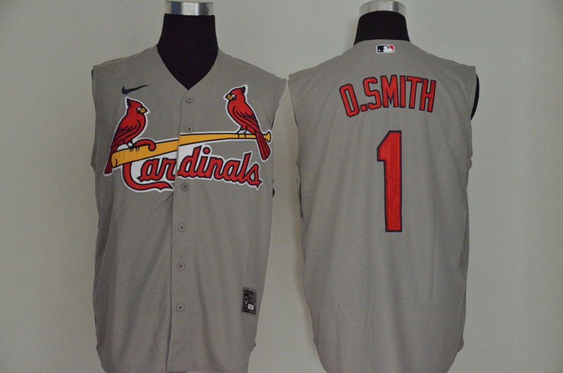 Men's St. Louis Cardinals #1 Ozzie Smith Gray 2020 Cool and Refreshing Sleeveless Fan Stitched MLB Nike Jersey