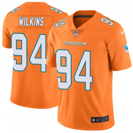 Nike Miami Dolphins #94 Christian Wilkins Men's Limited Color Orange Rush Nike Jersey