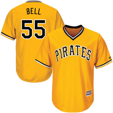 Men's Pittsburgh Pirates #55 Josh Bell Gold Cool Base Stitched Baseball Jersey