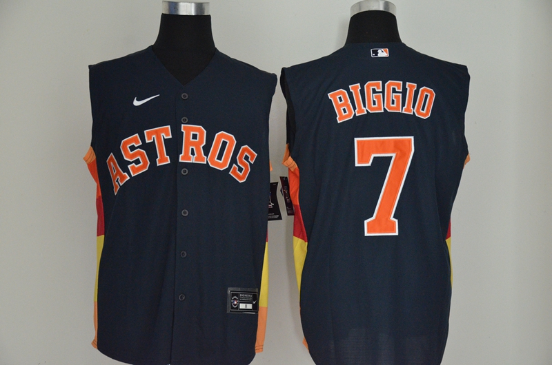 Men's Houston Astros #7 Craig Biggio Navy Blue 2020 Cool and Refreshing Sleeveless Fan Stitched MLB Nike Jersey