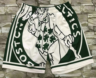 Men's Boston Celtics Green Big Face Hardwood Classics Soul Swingman Throwback Shorts