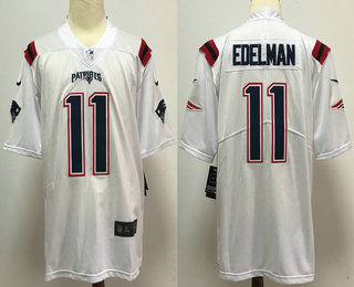 Men's New England Patriots #11 Julian Edelman White 2020 NEW Vapor Untouchable Stitched NFL Nike Limited Jersey