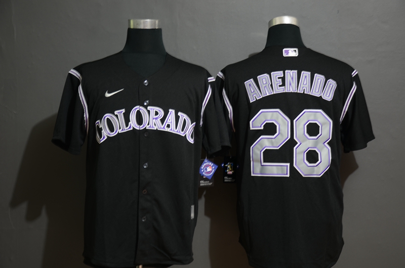 Men's Colorado Rockies #28 Nolan Arenado Black Stitched MLB Cool Base Nike Jersey