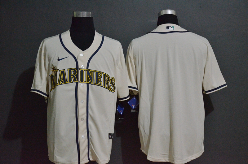 Men's Seattle Mariners Blank Cream Stitched MLB Cool Base Nike Jersey