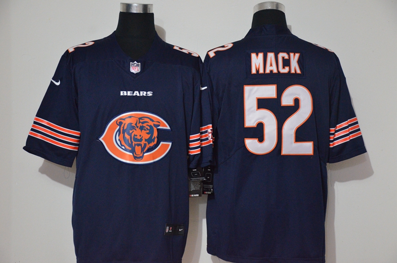 Men's Chicago Bears #52 Khalil Mack Navy Blue 2020 Big Logo Vapor Untouchable Stitched NFL Nike Fashion Limited Jersey