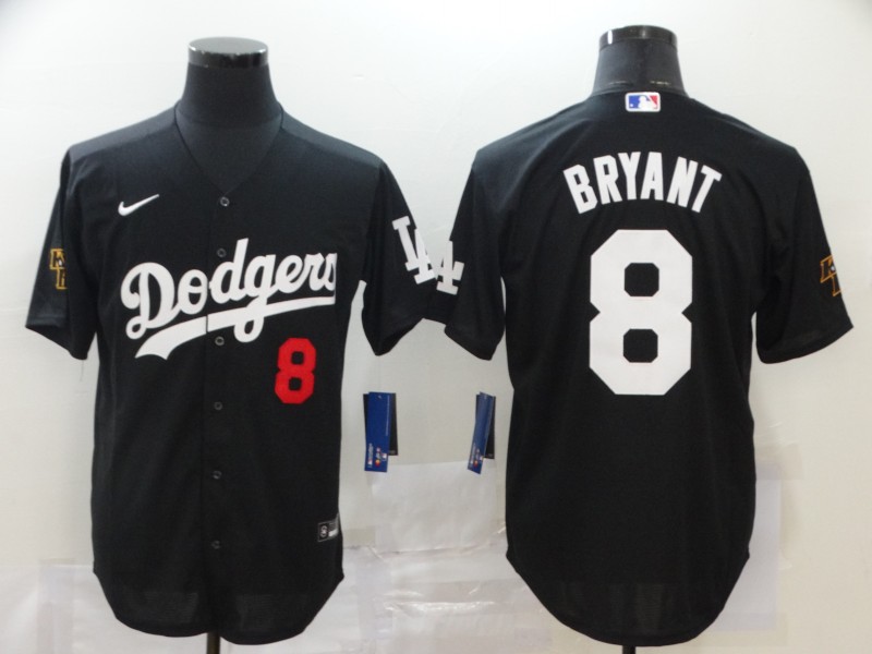 Men's Los Angeles Dodgers #8 Kobe Bryant Black With KB Patch Stitched MLB Cool Base Nike Jersey