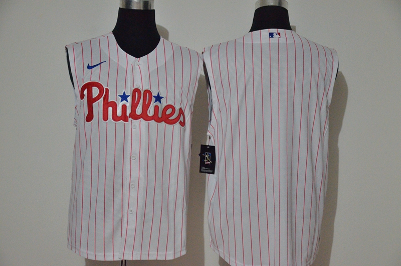 Men's Philadelphia Phillies Blank White 2020 Cool and Refreshing Sleeveless Fan Stitched MLB Nike Jersey