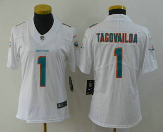 Women's Miami Dolphins #1 Tua Tagovailoa White 2020 Vapor Untouchable Stitched NFL Nike Limited Jersey