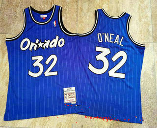 Orlando Magic #32 Shaquille O'neal 1994-95 Blue Hardwood Classics Soul AU Throwback Jersey